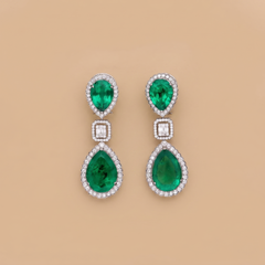 Labgrown Colombian Emerald Statement Earrings