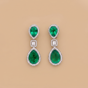 Labgrown Colombian Emerald Statement Earrings