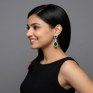 Labgrown Colombian Emerald Statement Earrings
