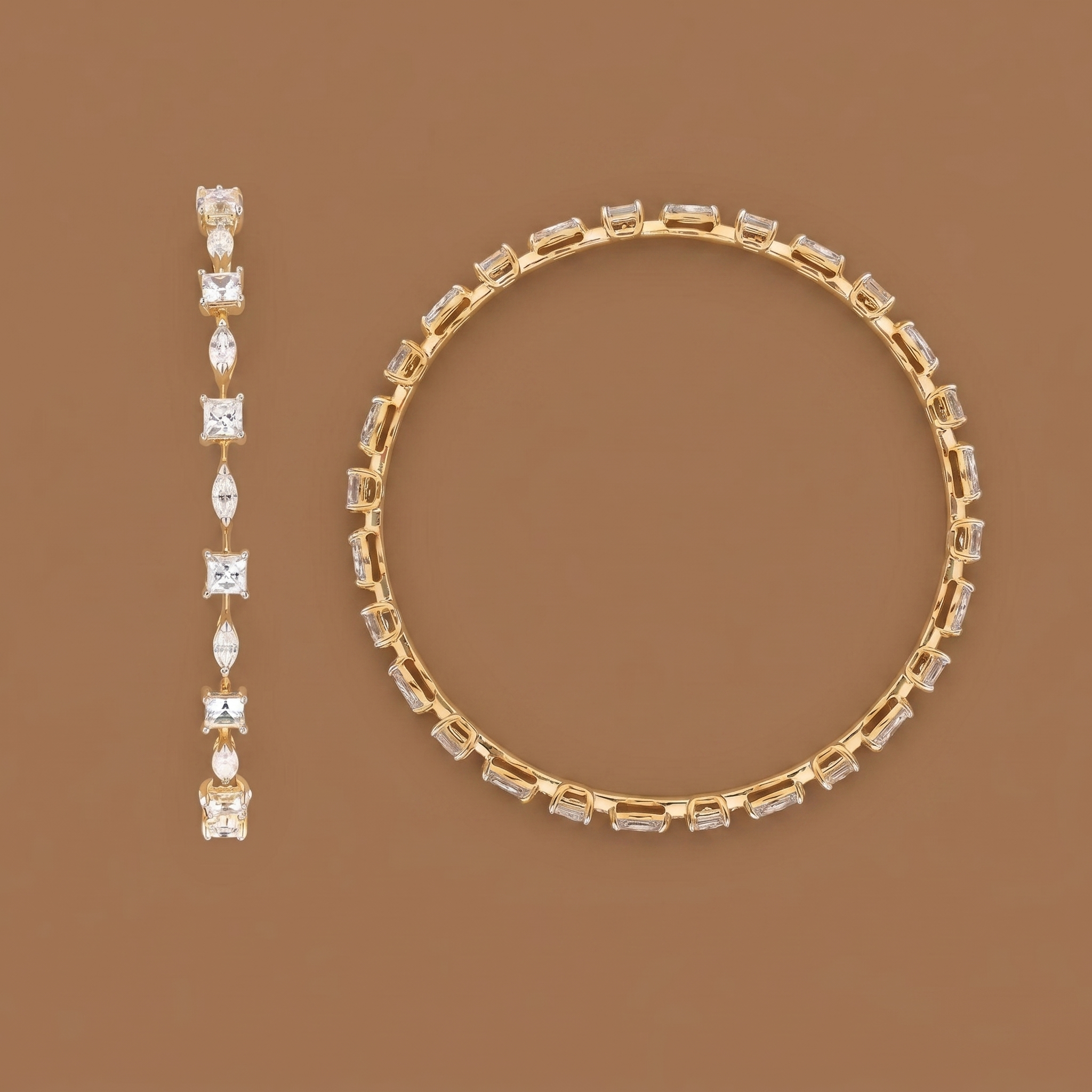 10cent Princess-Marquise Labgrown Bangle Pair