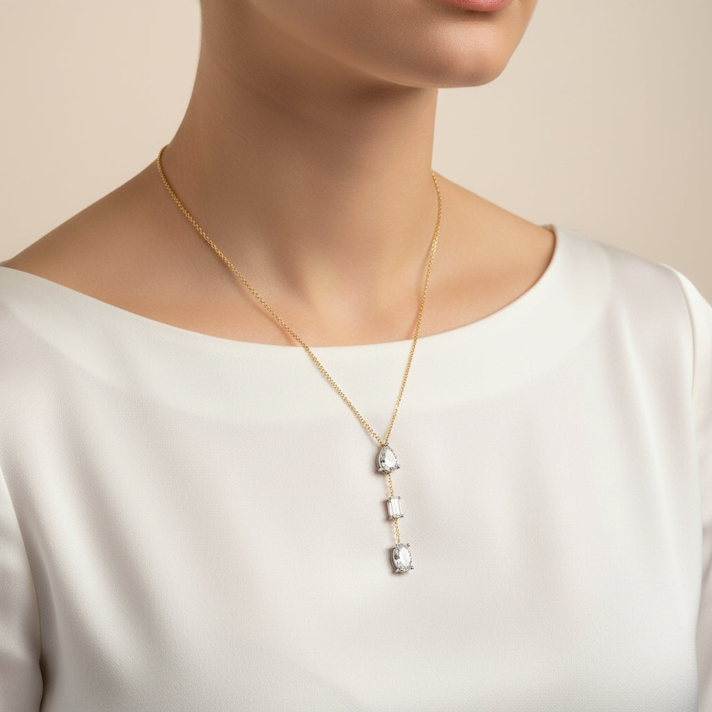 Pear, Emerald & Oval Necklace