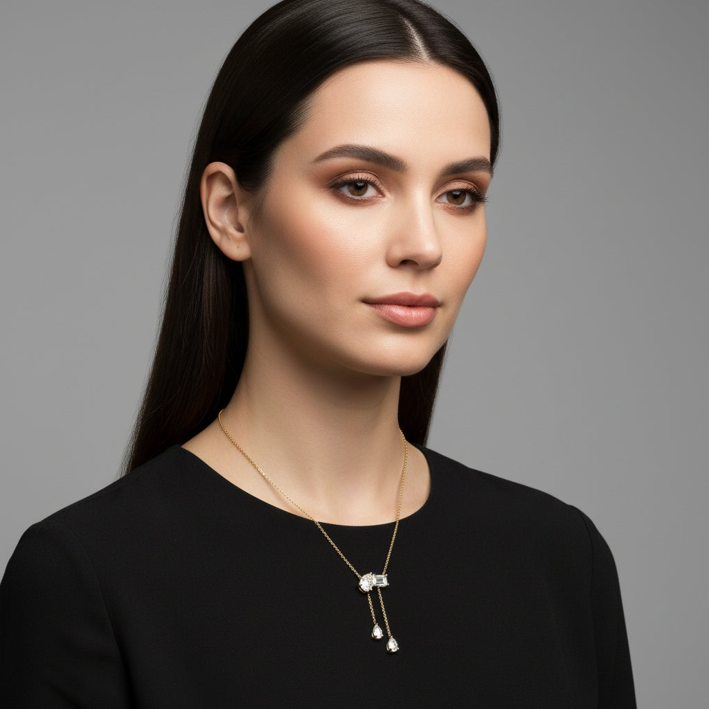Twinkling Solitaire Mix cut Necklace