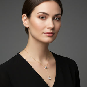 Round and Pear Solitaire Necklace