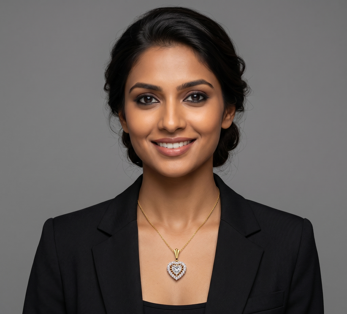 The Center Of Heart Necklace, a heart-shape center-stone design, 9/14/18kt gold, at Inarra Atelier Saltlake