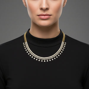 Round Arc & Princess Drop Necklace