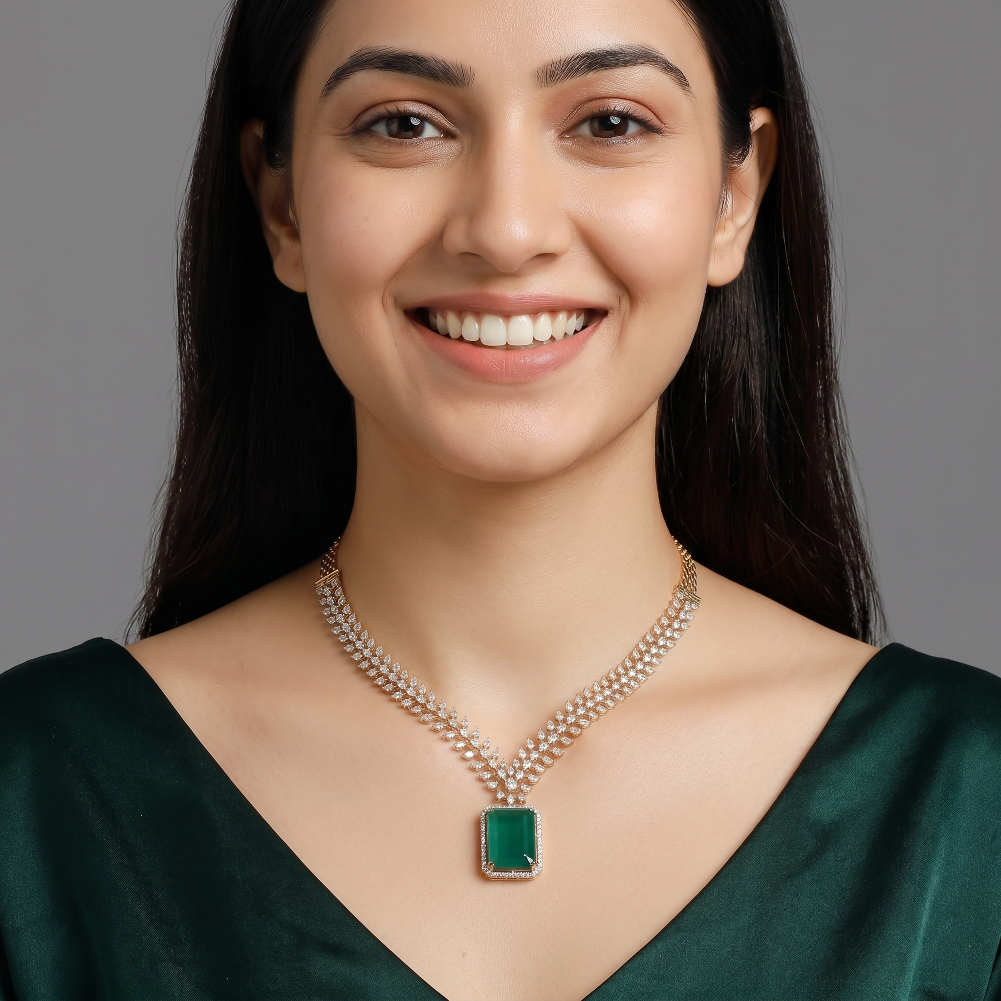 15ct Fancy Diamonds Labgrown Emerald Necklace