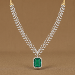 15ct Fancy Diamonds Labgrown Emerald Necklace