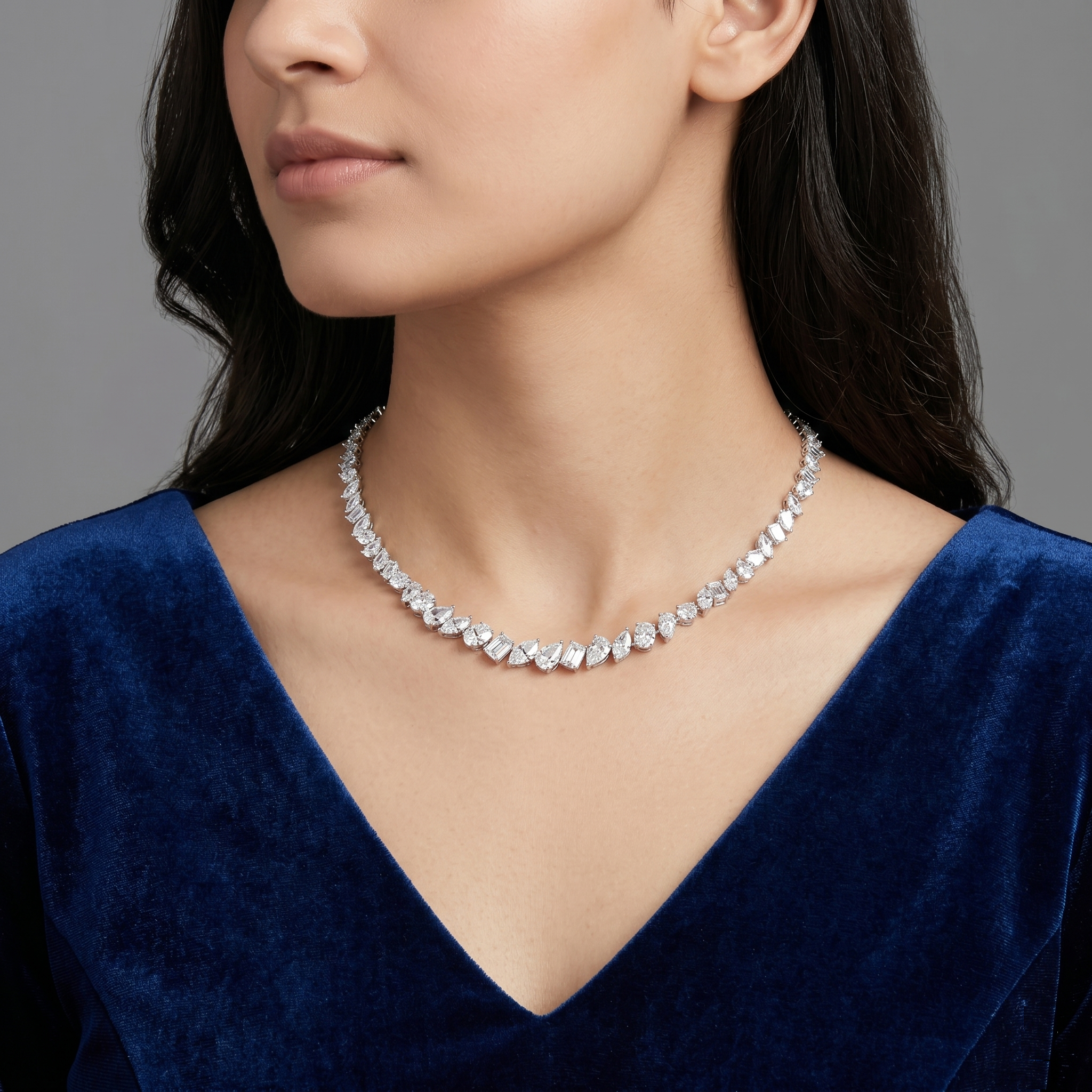 0.25cent Abstract Shape Single Line Labgrown Necklaces