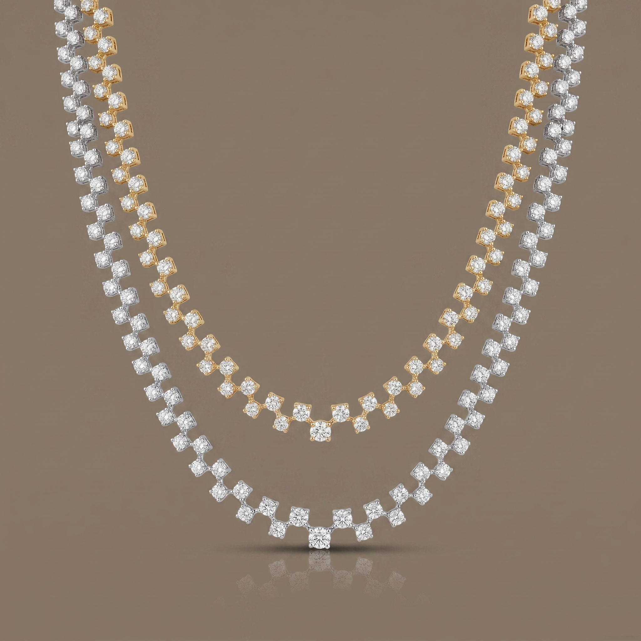 0.15cent Labgrown Diamond Two Layer Detachable Necklace