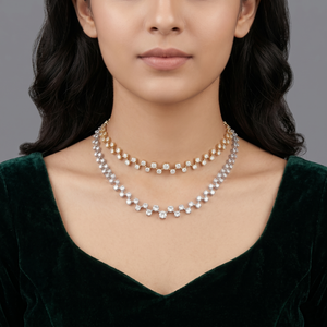 0.15cent Labgrown Diamond Two Layer Detachable Necklace