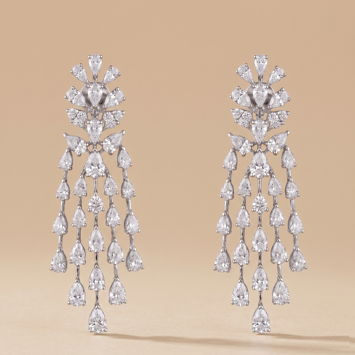 Evergreen fancy-cut lab-grown diamond cocktail earrings, 9/14/18kt gold & silver, Inarra Atelier