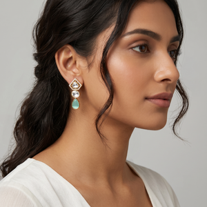 Single line polki earrings