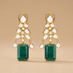 Leaves of Polki cocktail earring