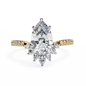 Lab-created pear and marquise solitaire diamond ring for women