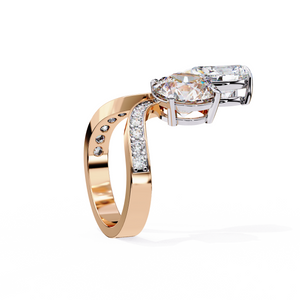 IGI-certified 3.5 ct lab-grown pear-round twin solitaire diamond ring for women