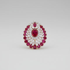 Crimson Red Flora Pendant / Brooch