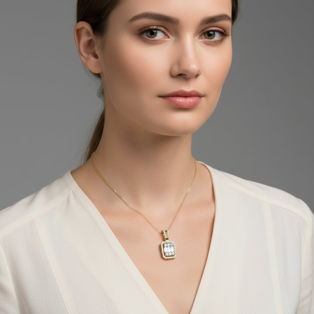 Rectangle Halo Pendant