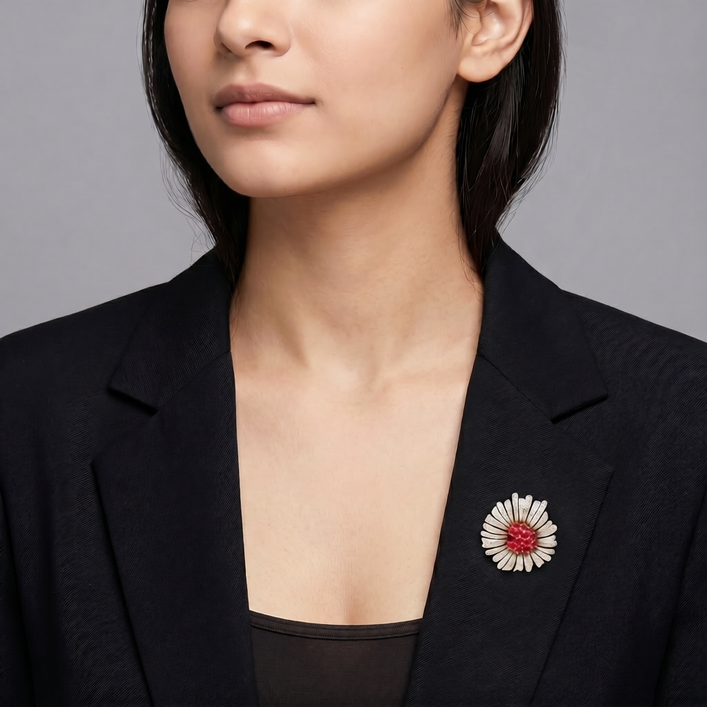 2.6 Ct Ruby Bloom Lab-Grown Diamond Brooch