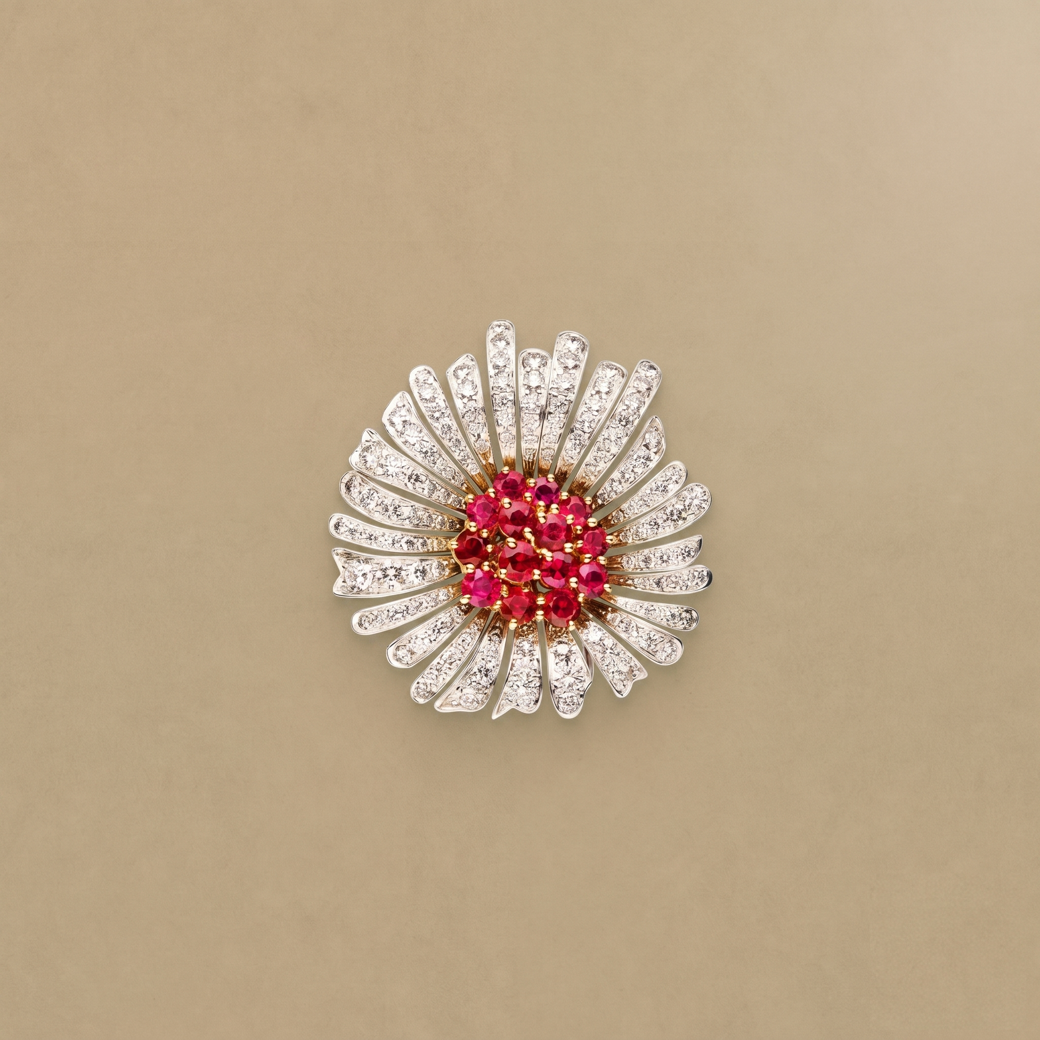 2.6 Ct Ruby Bloom Lab-Grown Diamond Brooch