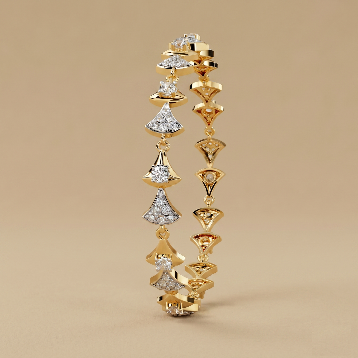 Vintage Bell Shape Bracelet, a vintage bell-shape design in lab-grown diamonds, at Inarra Atelier Kolkata