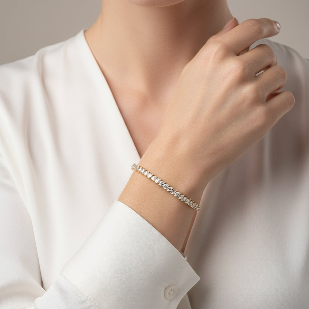 Drop Band Bracelet, a drop-diamond band design in lab-grown diamonds, 9/14/18kt gold, at Inarra Atelier Kolkata