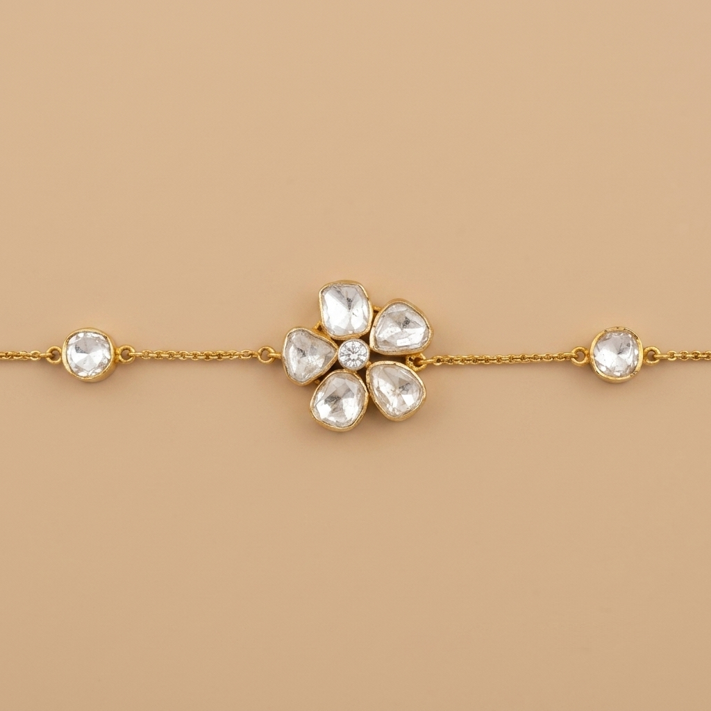 Polki Flower Lab Grown Diamond String Bracelet | Kolkata