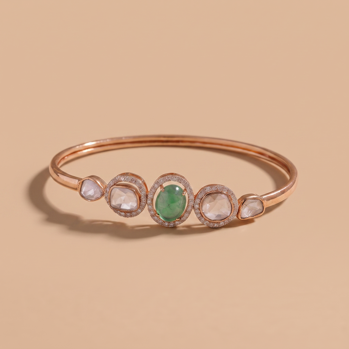 Everyday polki and emerald fixed bracelet