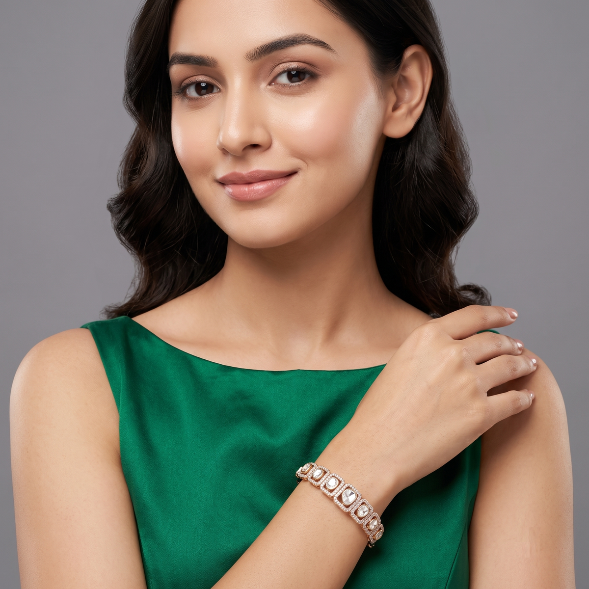 Labgrown all white polki bracelet