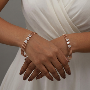 Diamond Flower Tikda Everyday Bangle Pair