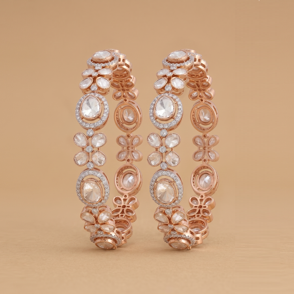 Statement Labgrown polki bangle pair