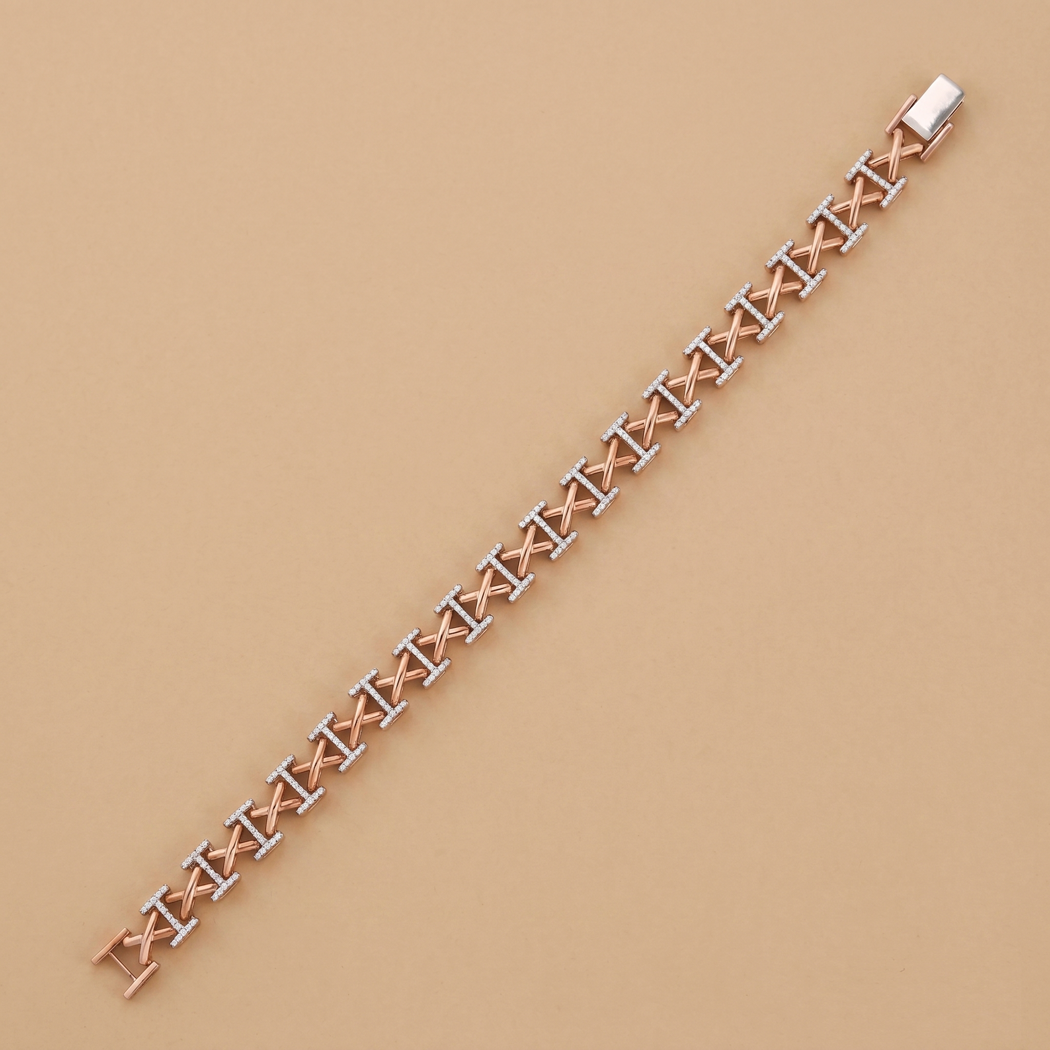 1.5CT X Shape Men's Tennis Bracelet, a X-shape tennis diamond design in lab-grown diamonds, 9/14/18kt gold, at Inarra Atelier Saltlake