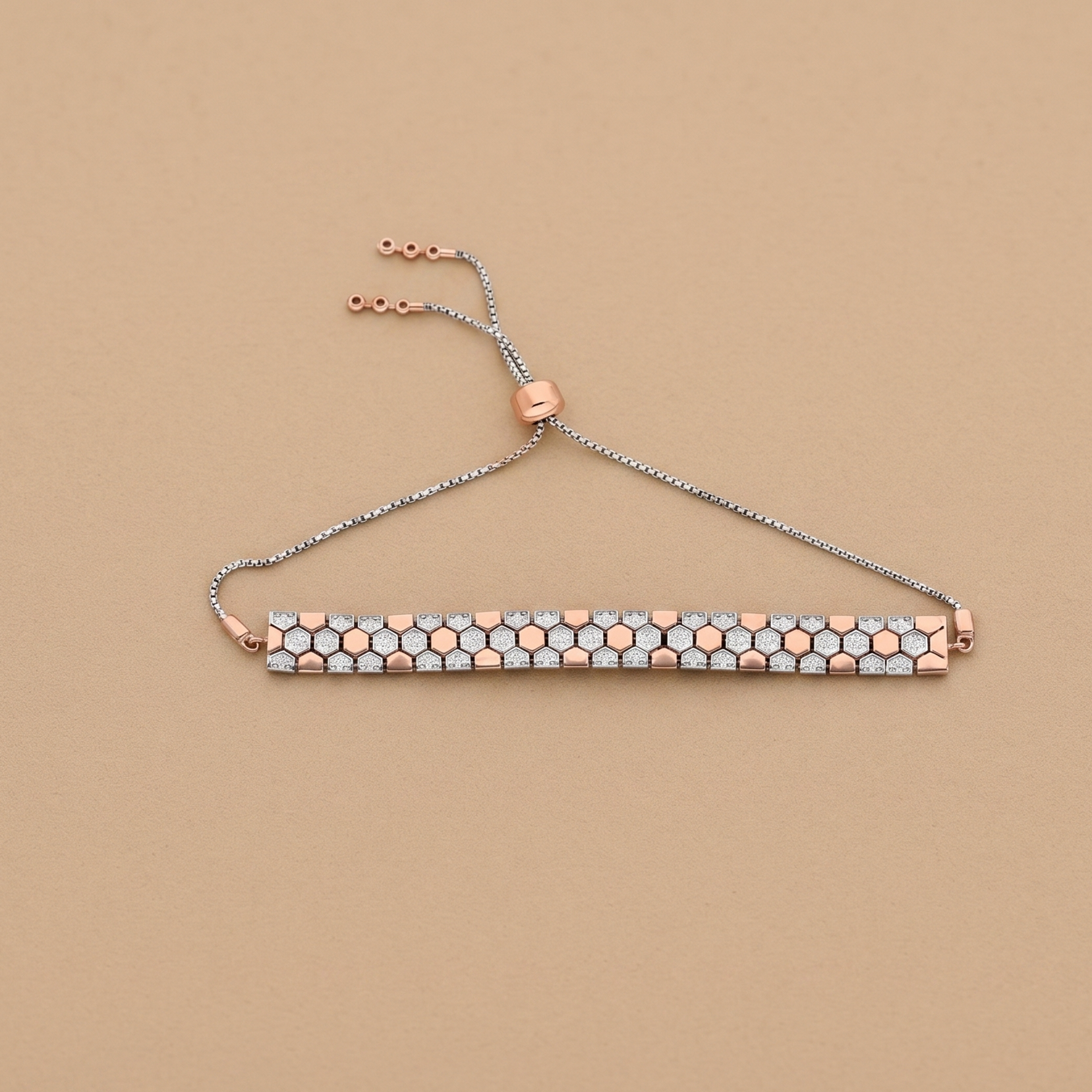 1CT Honeycomb Half Bracelet, a honeycomb diamond design in lab-grown diamonds, 9/14/18kt gold, at Inarra Atelier Kolkata
