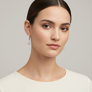 Princess Cut Sparkle Hoops Earrings