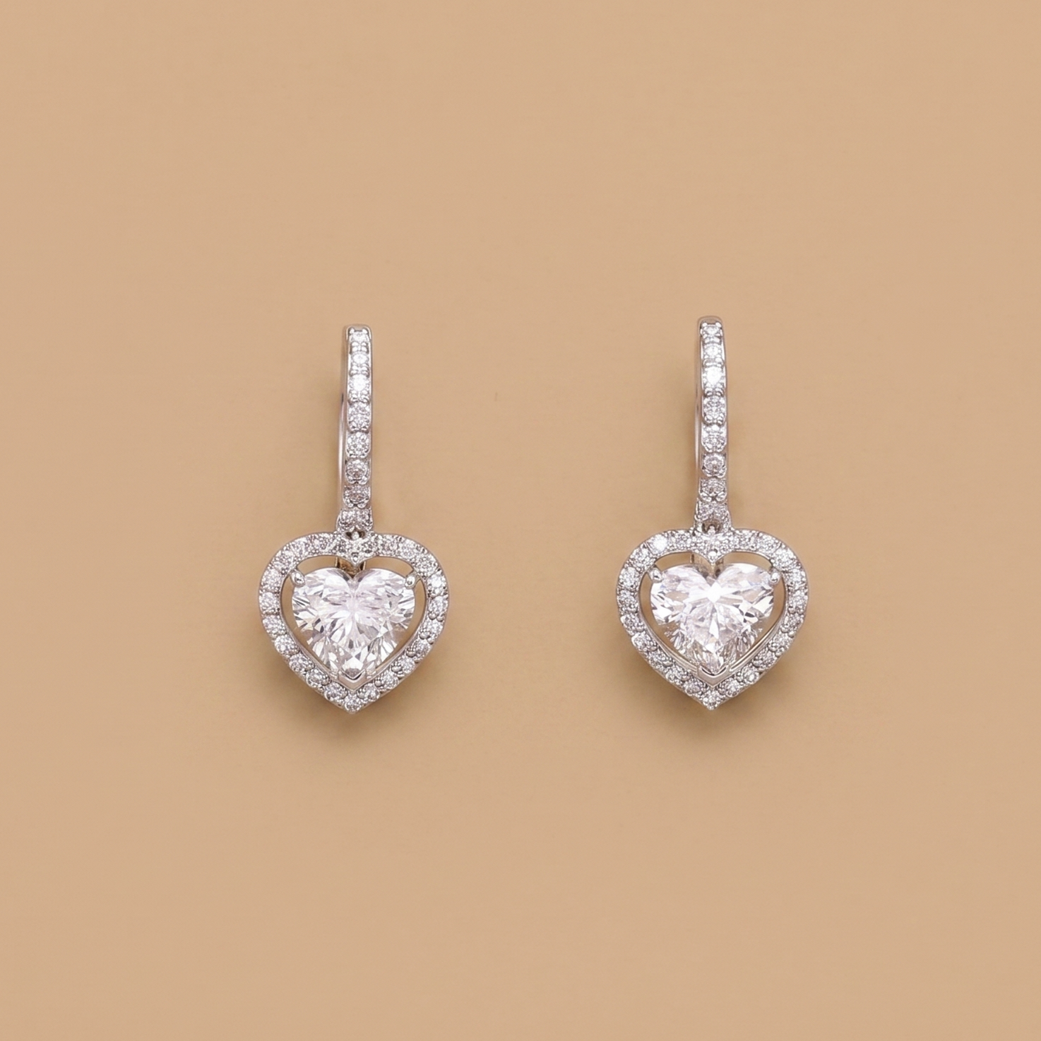 Eclipsed Heartlight Earrings, a heart-shaped diamond design in lab-grown diamonds, 9/14/18kt gold, at Inarra Atelier Saltlake