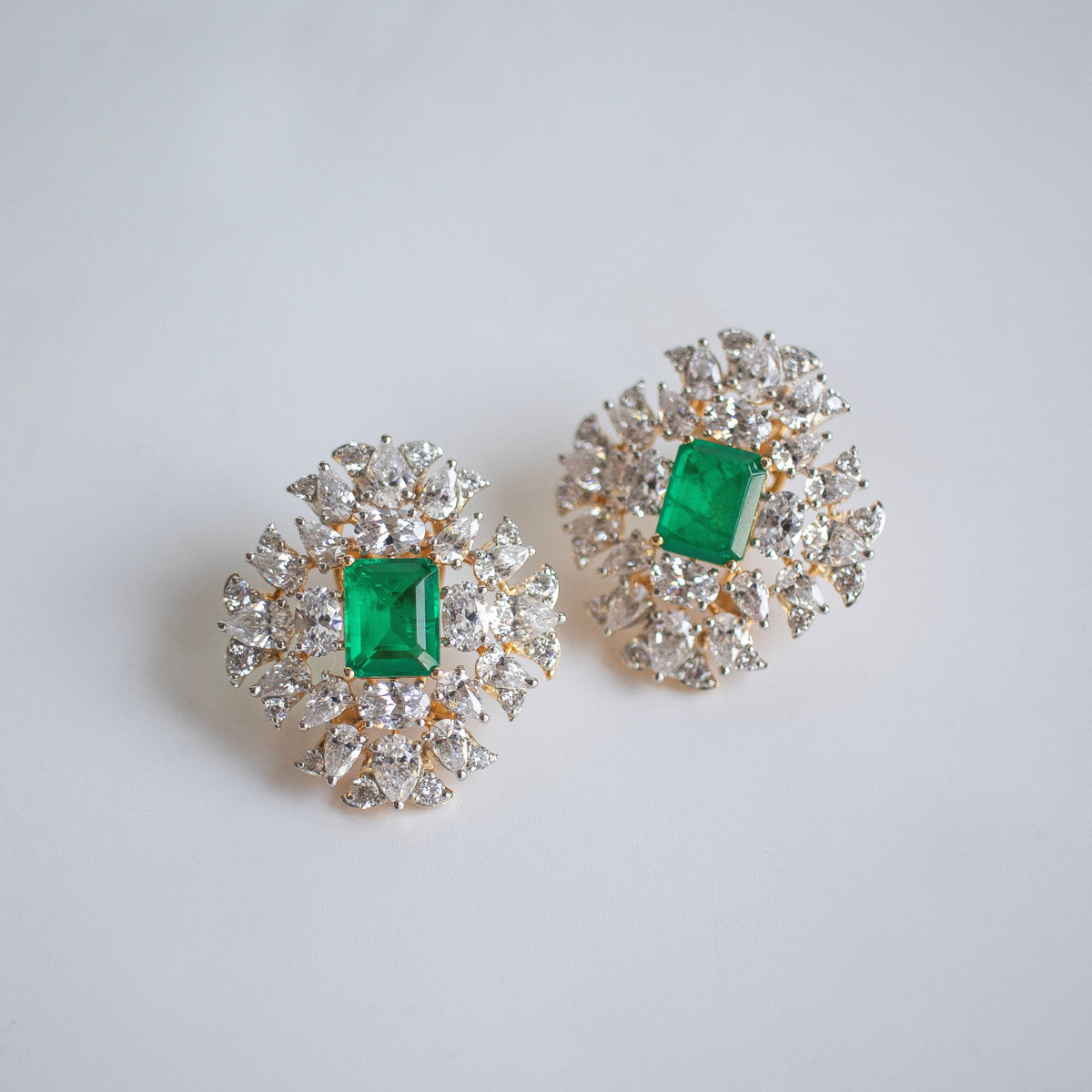Floral lab grown diamond stud earrings 10.48ct CVD Diamond, Inarra Atelier Kolkata