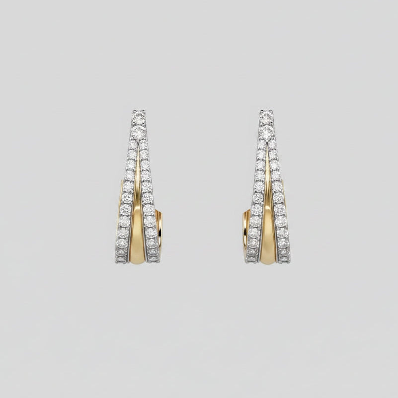 Bold Grace Golden Earrings, a statement gold and diamond design in lab-grown diamonds, 9/14/18kt gold, at Inarra Atelier Saltlake