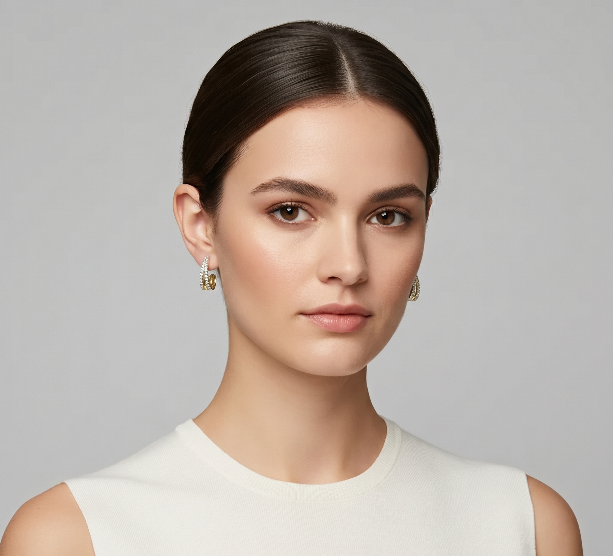 Bold Grace Golden Earrings, a statement gold and diamond design in lab-grown diamonds, 9/14/18kt gold, at Inarra Atelier Saltlake