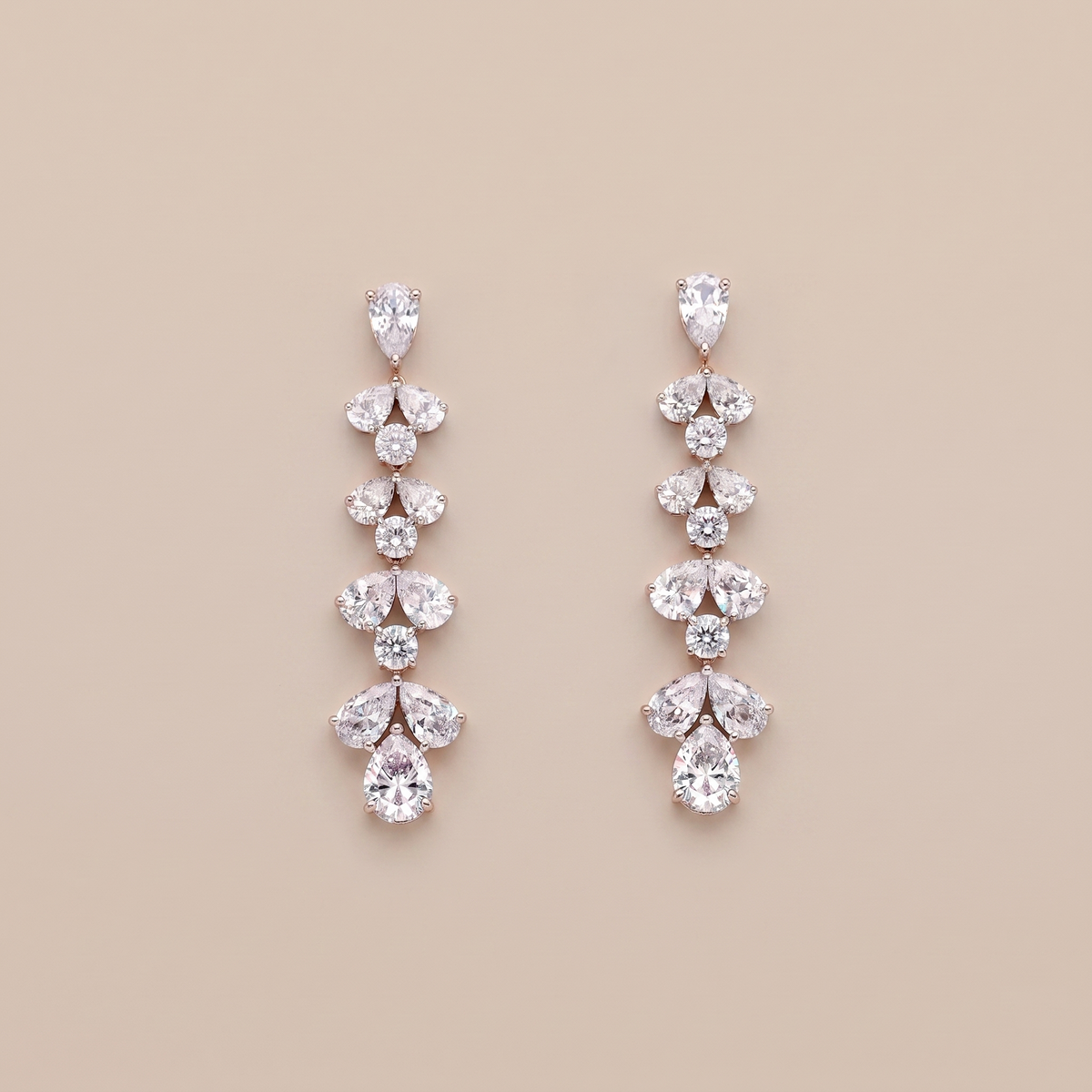 Royal Dangling statement lab-grown diamond earrings, 9/14/18kt gold & silver, Inarra Atelier