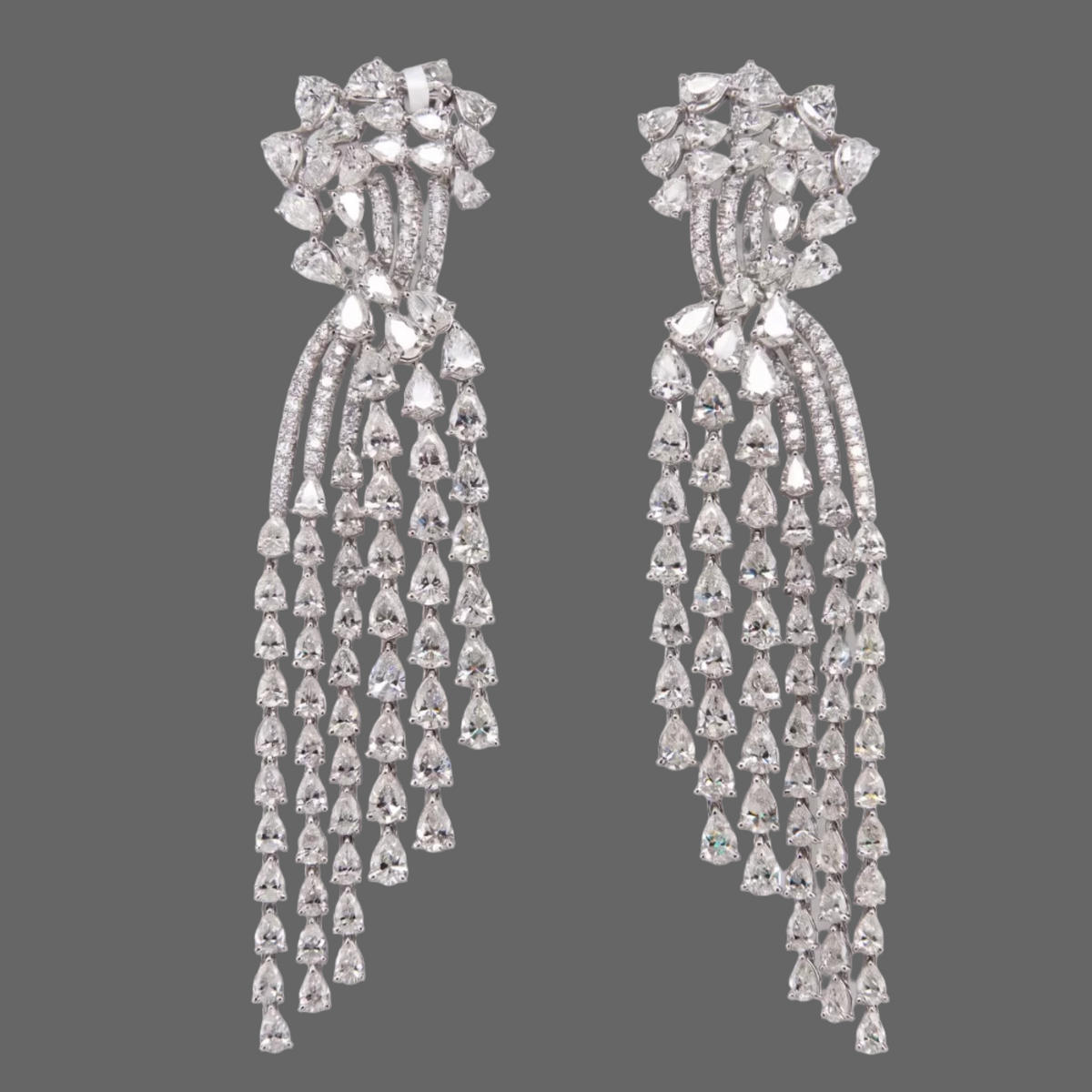 Moonwater Falls cascading lab-grown diamond earrings, 9/14/18kt gold & silver, Inarra Atelier