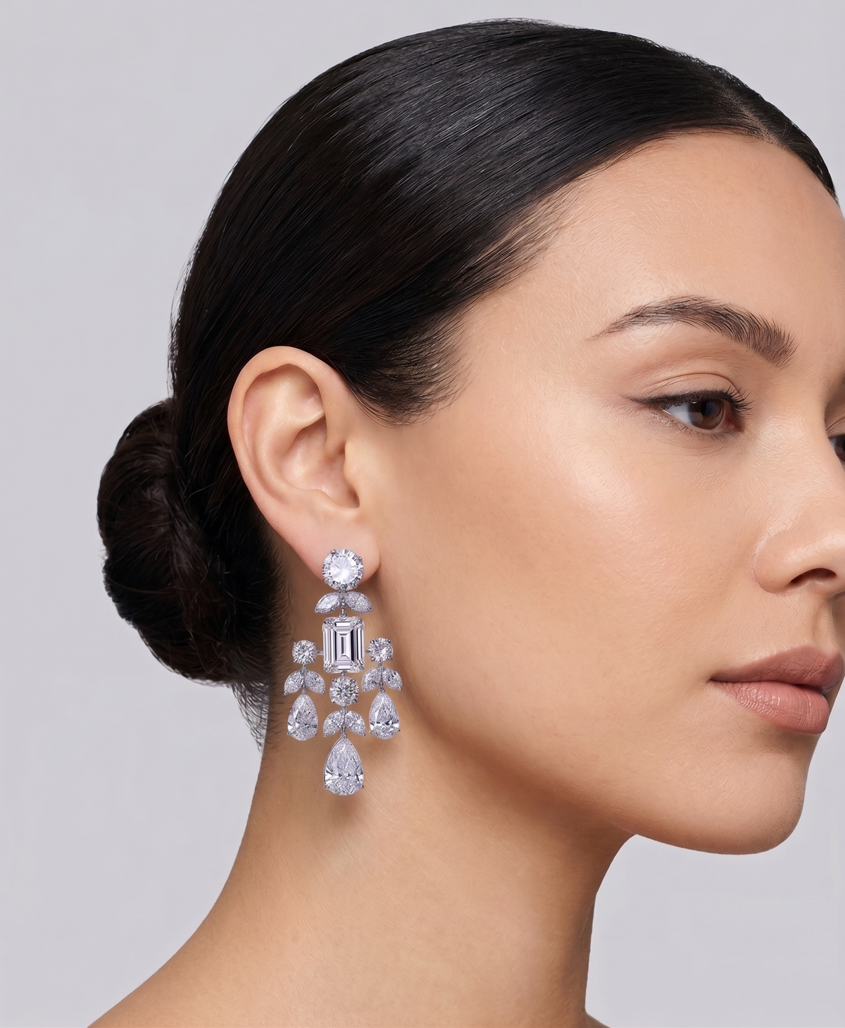 Royal Ice statement lab-grown diamond earrings, 9/14/18kt gold & silver, Inarra Atelier