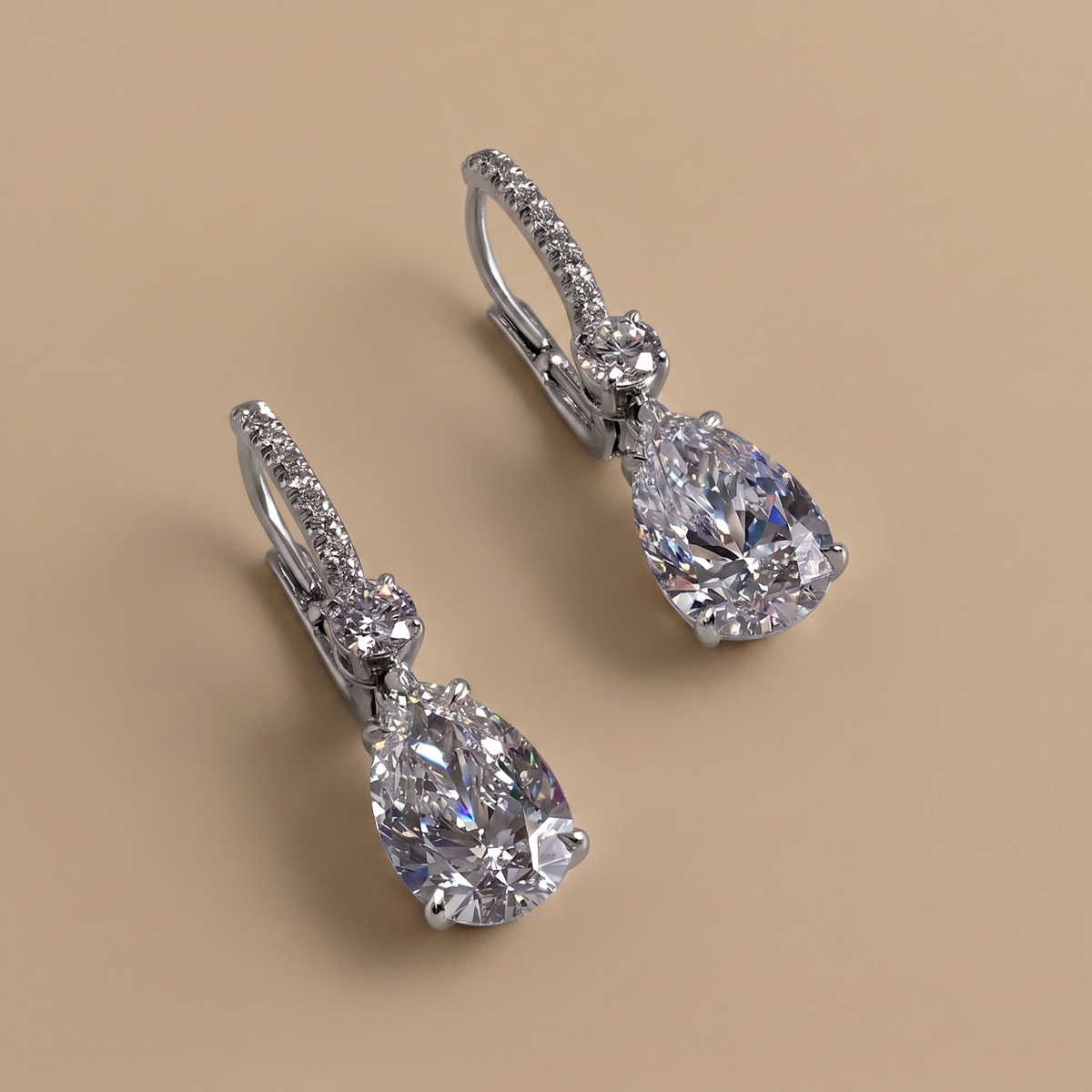 4.74 Ct Pear-Cut Lab-Grown Diamond Drop Earrings