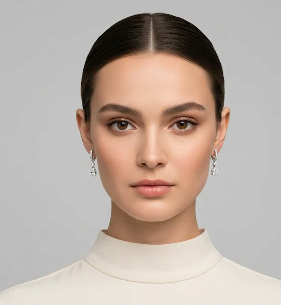 4.74 Ct Pear-Cut Lab-Grown Diamond Drop Earrings