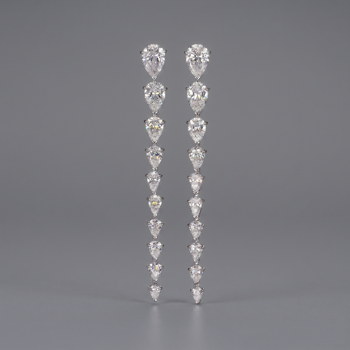 Twinkle Trail linear lab-grown diamond earrings, 9/14/18kt gold & silver, Inarra Atelier