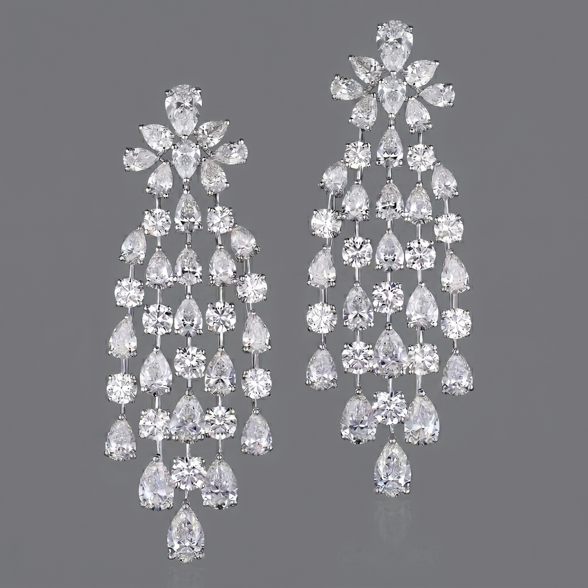 Eternal Rain cascading lab-grown diamond earrings, 9/14/18kt gold & silver, Inarra Atelier