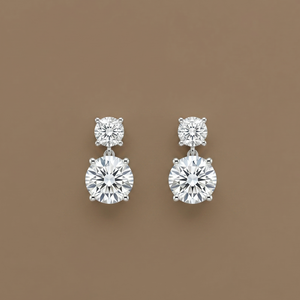 Custom-made lab-grown round diamond stud drop earrings for women