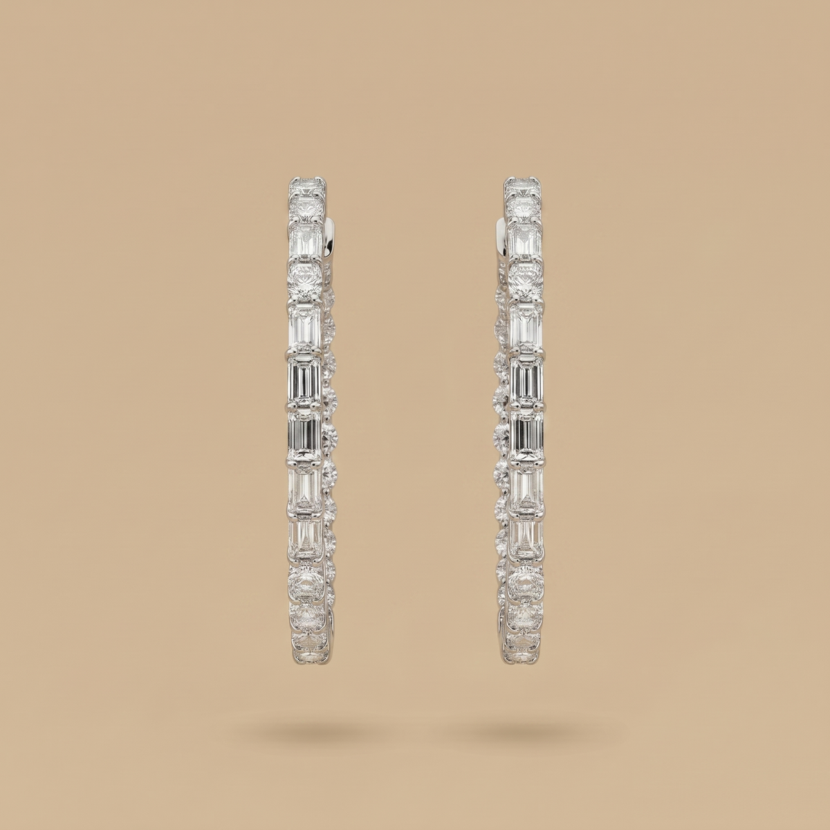 Elegance in Motion Earrings, chic emerald-cut diamond hoops in lab-grown diamonds, 9/14/18kt gold, at Inarra Atelier Saltlake.