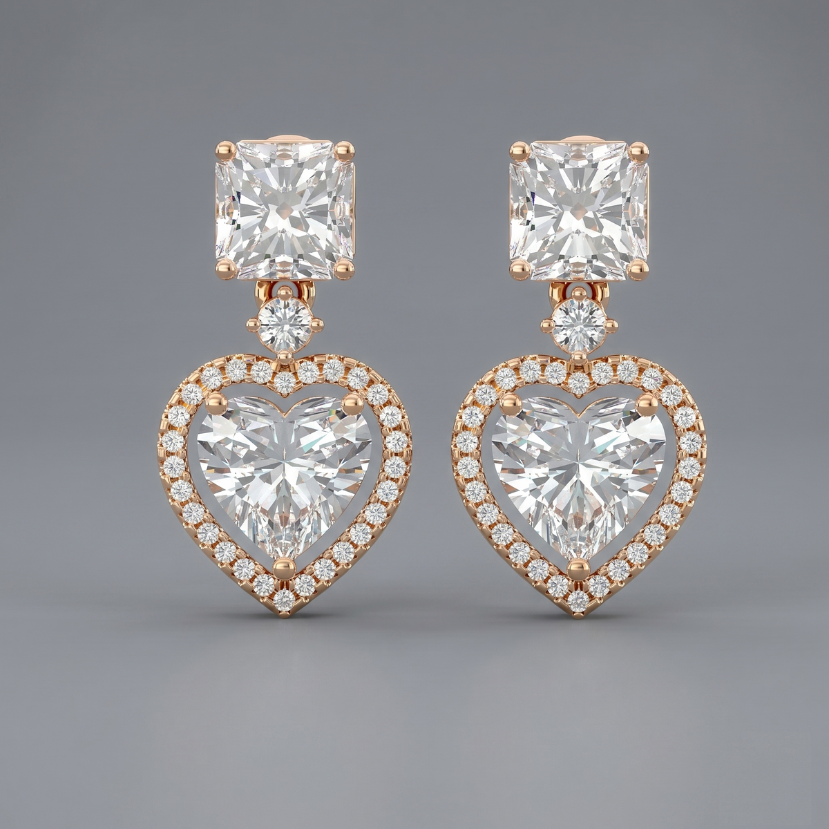Multi-Cut Halo drop lab-grown diamond earrings, 9/14/18kt gold & silver, Inarra Atelier