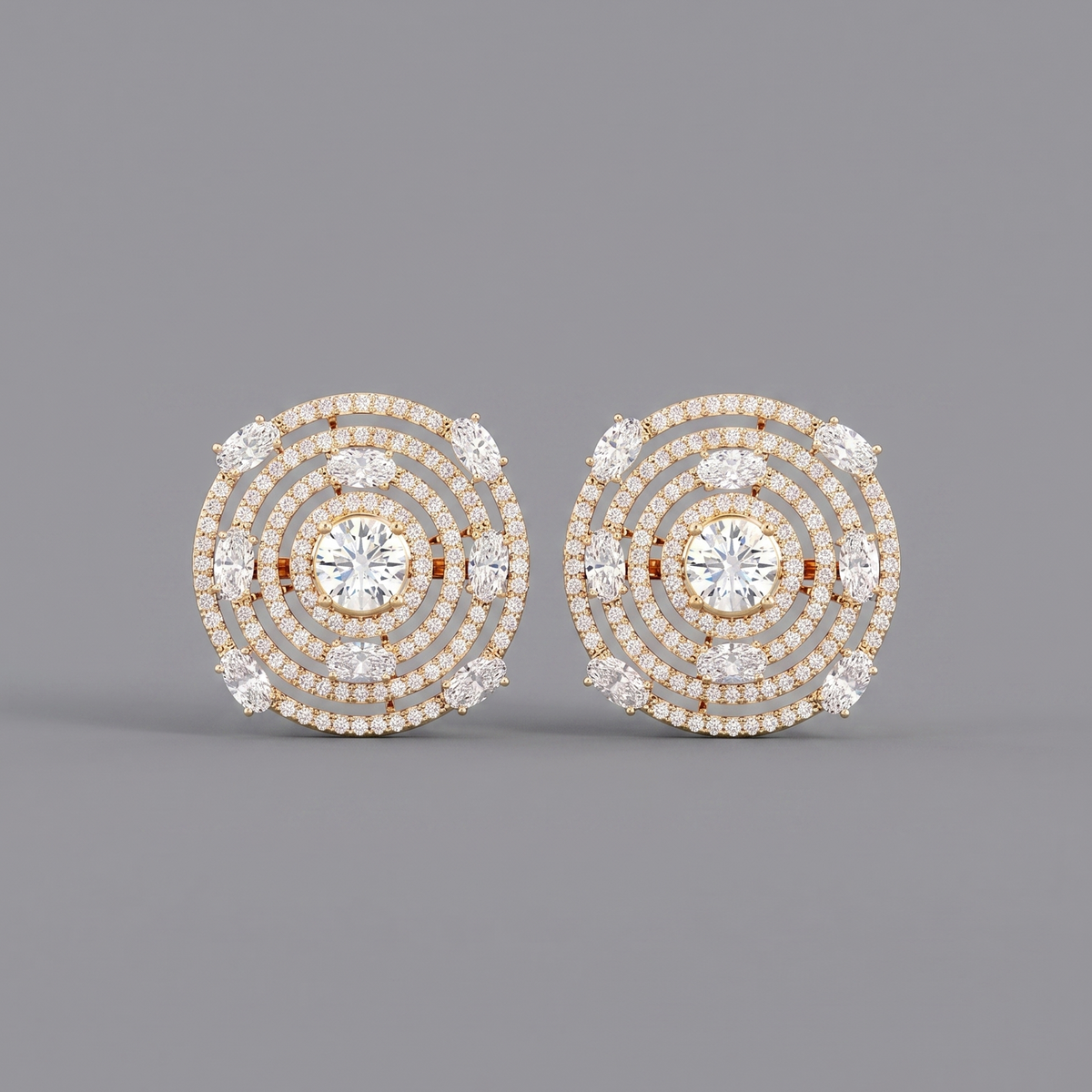 Mandala pavé lab-grown diamond stud earrings 4.19ct CVD certified at Inarra Atelier