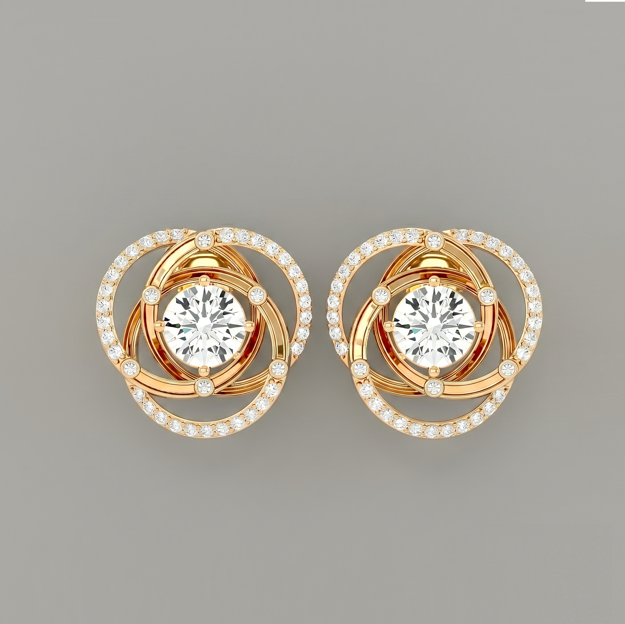 Floral Halo Solitaire Studs