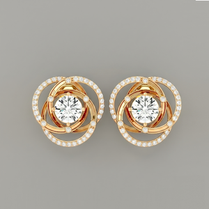 Floral Halo Solitaire Studs